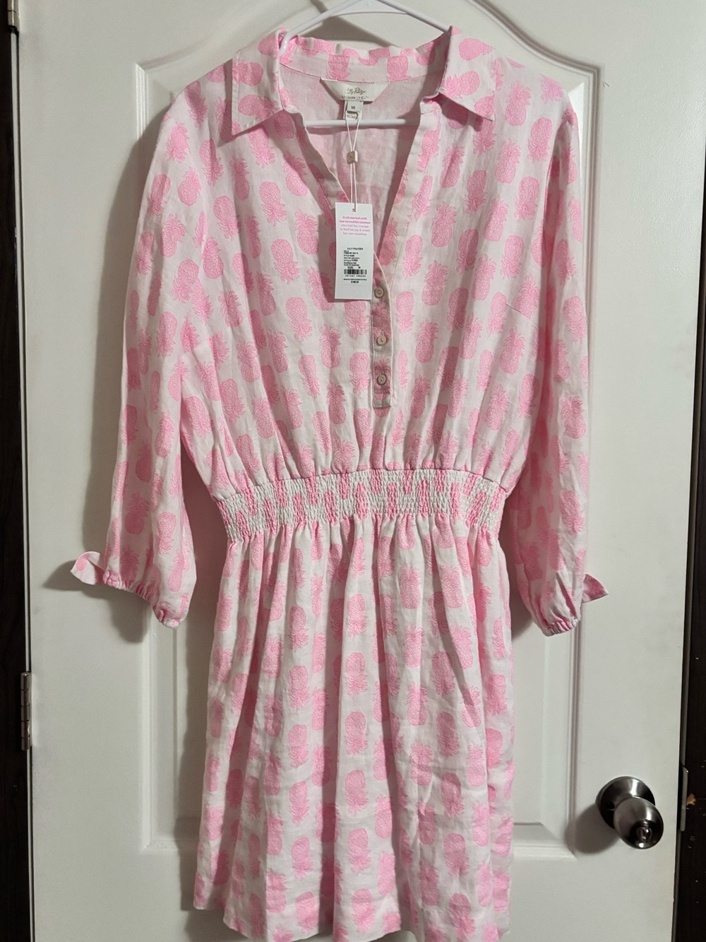 Lily Pulitzer  Pink Pineapple-Print Smocked Waist Dress